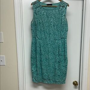 Fashion to Figure Teal Floral Lace Midi Dress
